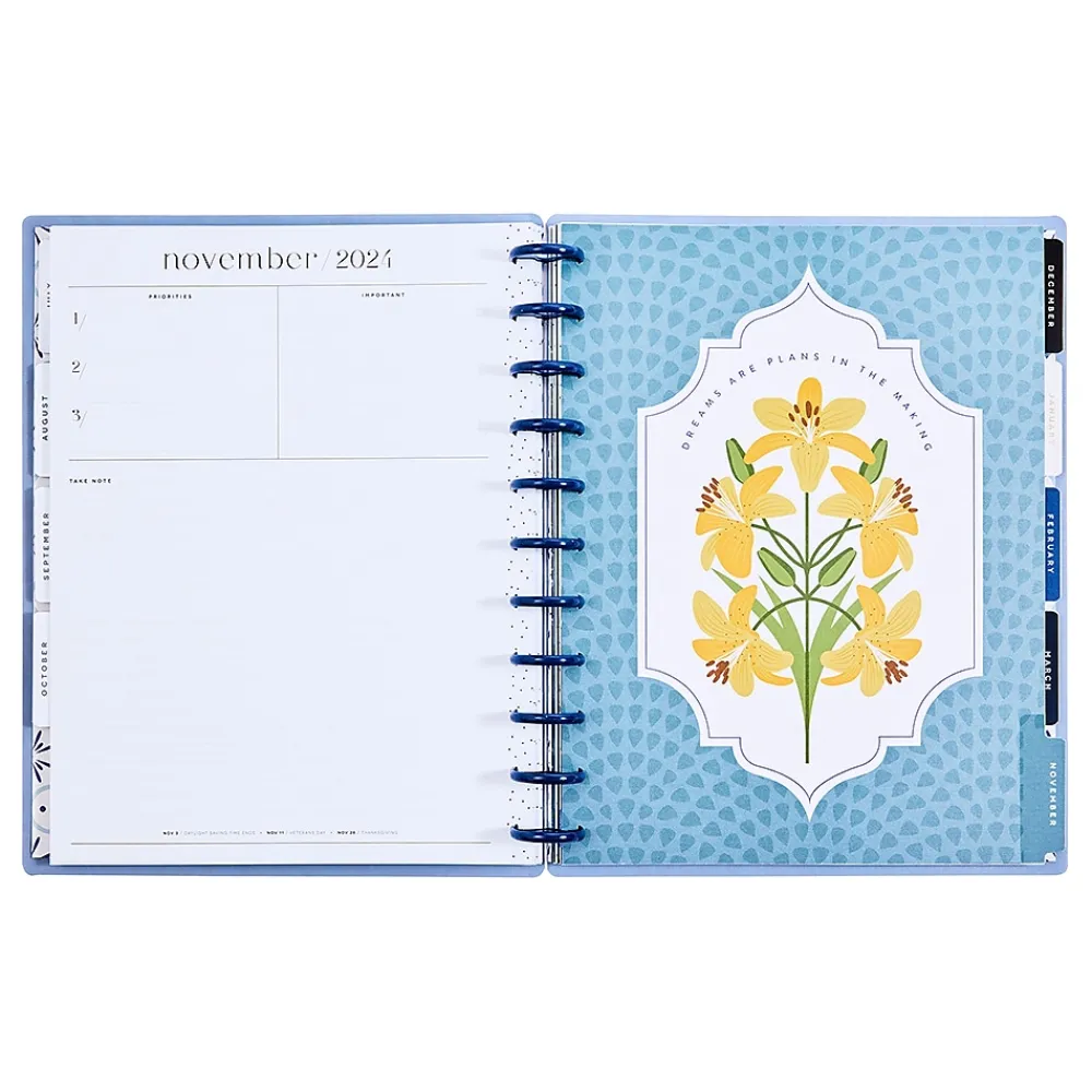 Academic Planners|The Happy Planner 2024-2025 Exotic Borders 8.5" x 11" Academic Weekly & Monthly Planner, Plastic Cover, Blue (PPBD12-167)