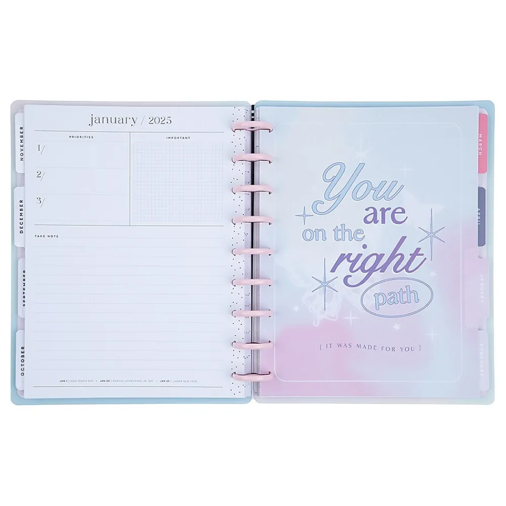 Academic Planners|The Happy Planner 2024-2025 Trust the Universe 7" x 9.25" Academic Weekly & Monthly Planner, Plastic Cover, Blue/Pink