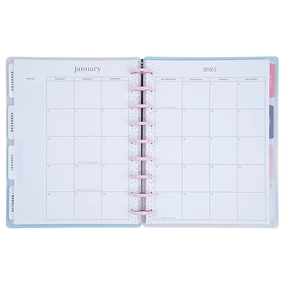 Academic Planners|The Happy Planner 2024-2025 Trust the Universe 7" x 9.25" Academic Weekly & Monthly Planner, Plastic Cover, Blue/Pink