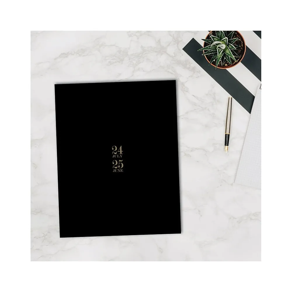 Academic Planners|Willow Creek 2024-2025 Basic Black 7.5" x 9.5" Academic Monthly Planner, Paper Cover, Black/Brown (47484)
