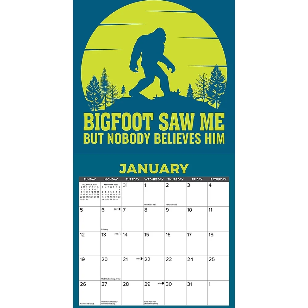 2025 Calendars|Willow Creek 2025 Bigfoot 7" x 7" Yearly Wall Calendar (48658)