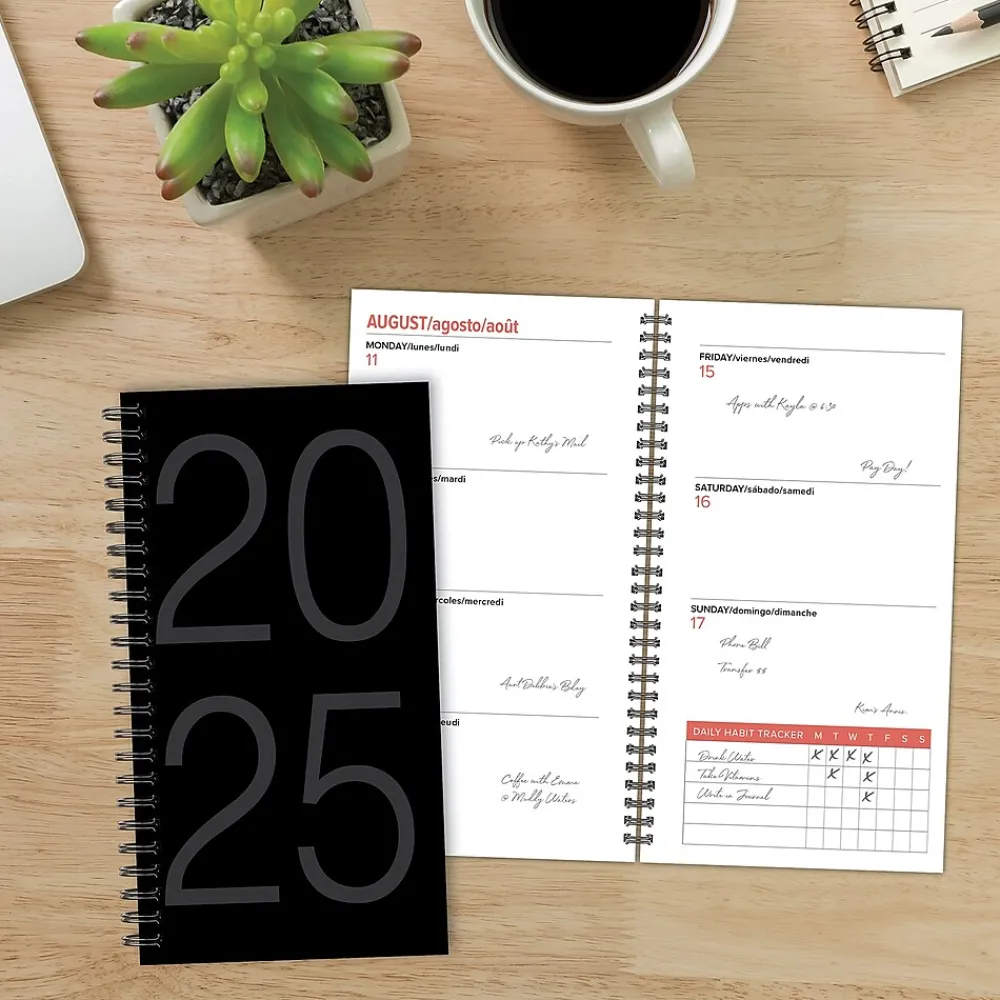 2025 Planners|Willow Creek 2025 Black 3.5" x 6.5" Weekly Planner (48535)