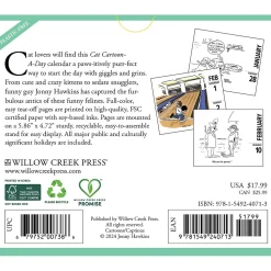 2025 Calendars|Willow Creek 2025 Cat Cartoon-A-Day by Jonny Hawkins 6" x 5.5" Day-to-Day Calendar, Multicolor (40713)