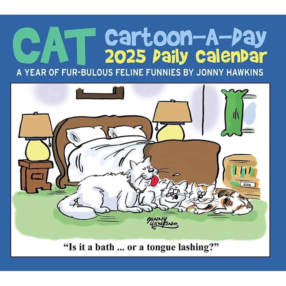 2025 Calendars|Willow Creek 2025 Cat Cartoon-A-Day by Jonny Hawkins 6" x 5.5" Day-to-Day Calendar, Multicolor (40713)