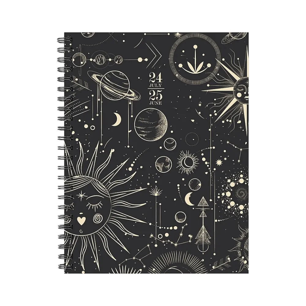 Academic Planners|Willow Creek 2024-2025 Celestial 6.5" x 8.5" Academic Weekly & Monthly Planner, Paper Cover, Black/Gold (47422)