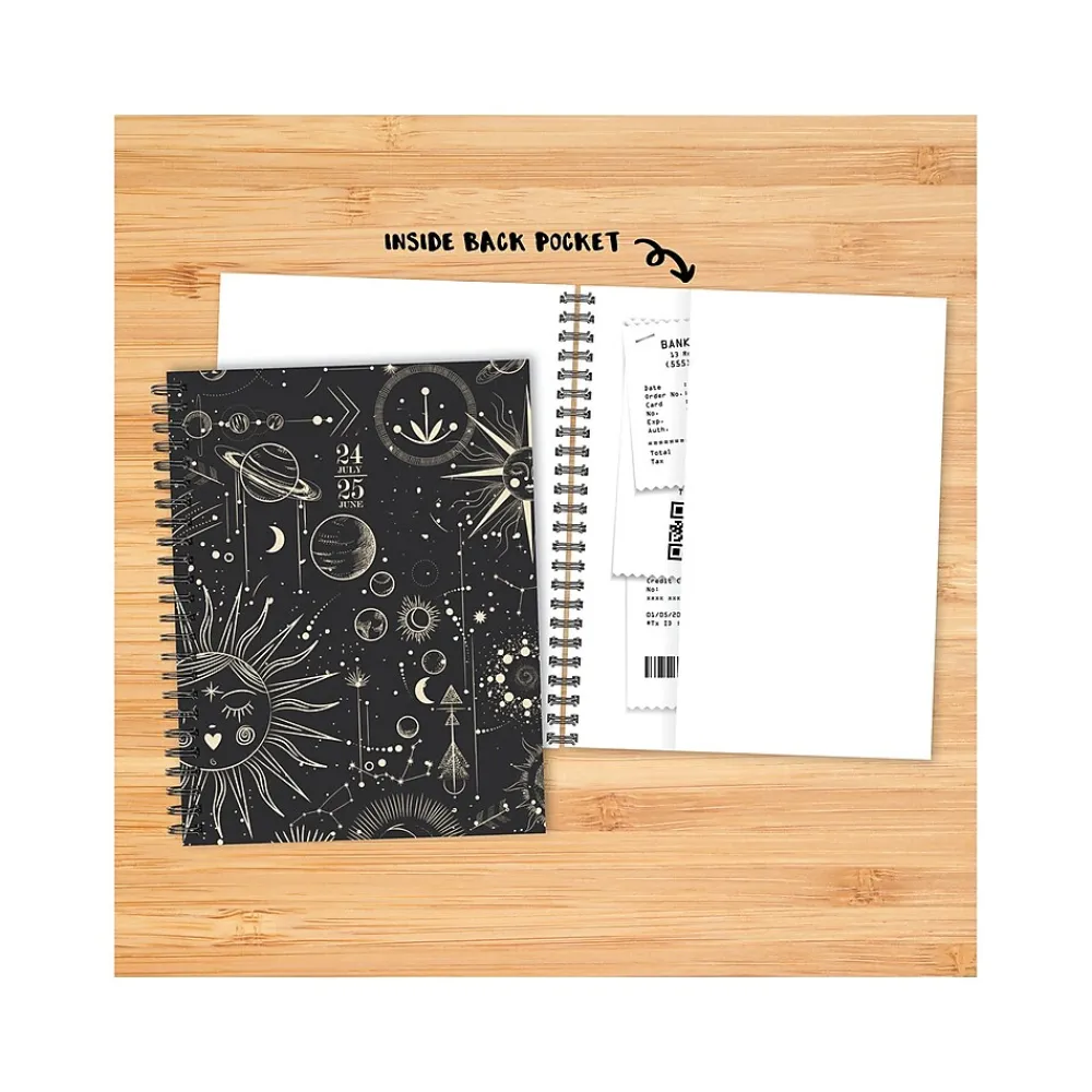 Academic Planners|Willow Creek 2024-2025 Celestial 6.5" x 8.5" Academic Weekly & Monthly Planner, Paper Cover, Black/Gold (47422)