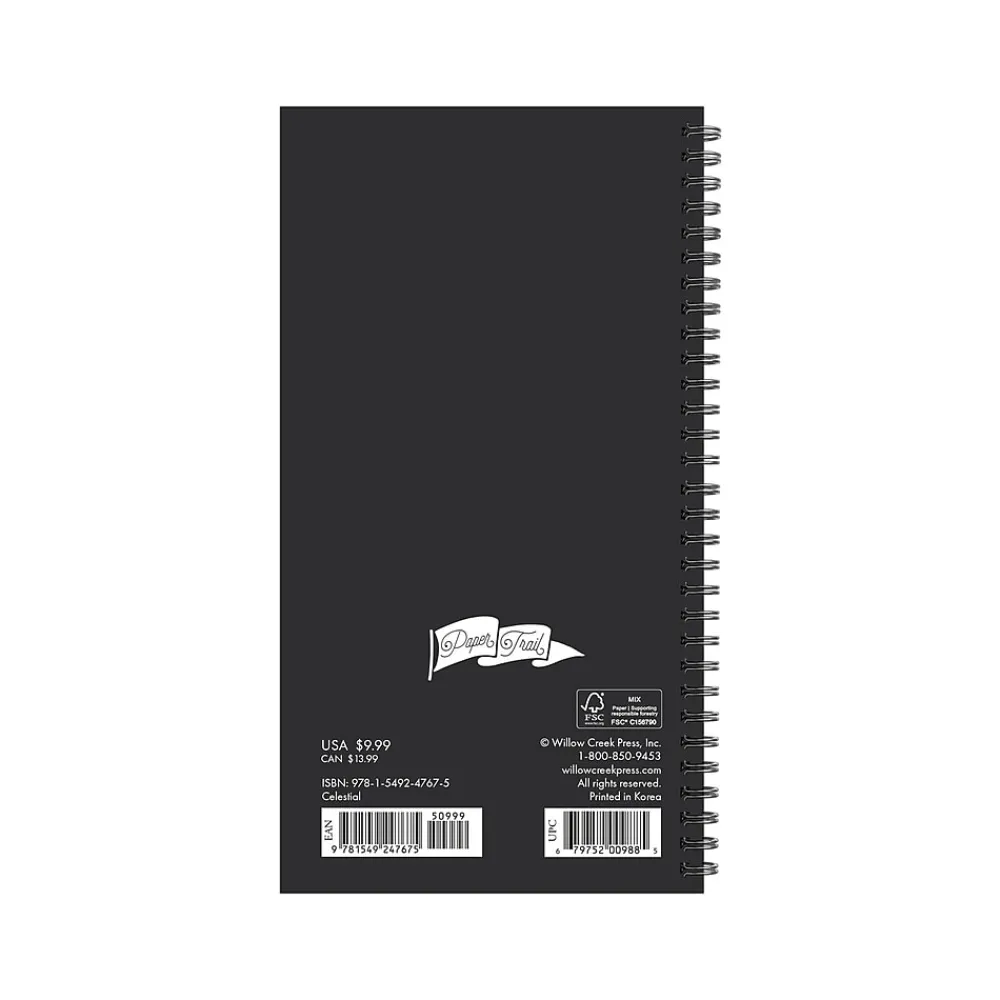 Academic Planners|Willow Creek 2024-2025 Celestial 3.5" x 6.5" Academic Weekly & Monthly Planner, Paper Cover, Black/Gold (47675)