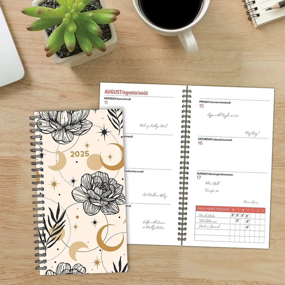 2025 Planners|Willow Creek 2025 Floral Moon 3.5" x 6.5" Weekly Planner Cover, Multicolored (48733)