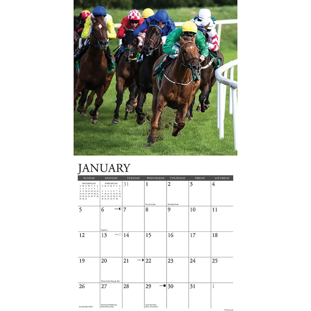 2025 Calendars|Willow Creek 2025 Horse Racing 12" x 12" Monthly Wall Calendar (43363)