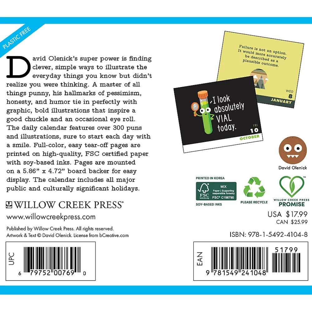 2025 Calendars|Willow Creek 2025 The Art of David Olenick 6.2" x 5.4" Day-to-Day Calendar (41048)