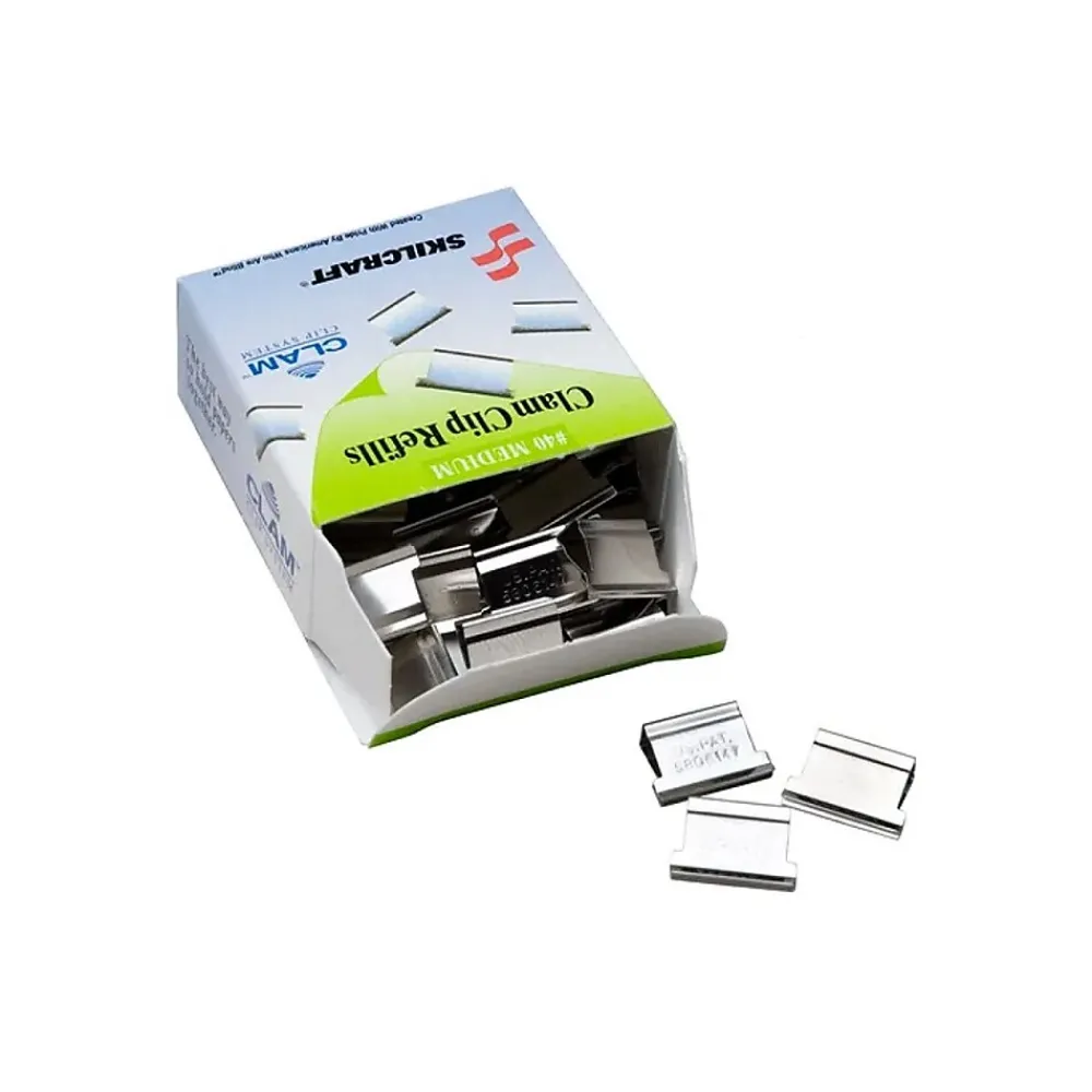 Clips & Fasteners|AbilityOne Skilcraft #40 Medium Clam Clips, Silver, 50/Box (NIB013174228)