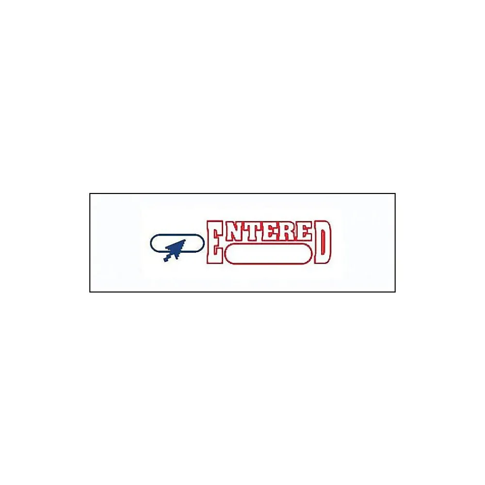 Stamps & Stamp Pads|Accu-Stamp 2 Pre-Inked Rectangle Stamp, ENTERED, Blue/Red Ink (035544)