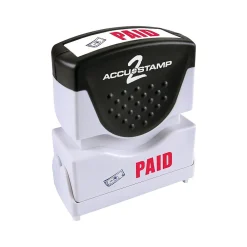 Stamps & Stamp Pads|Accu-Stamp 2 Pre-Inked Rectangle Stamp, PAID, Blue/Red Ink (035535)