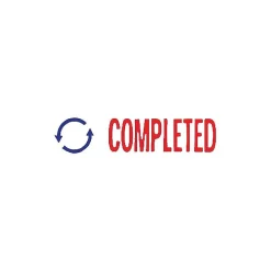 Stamps & Stamp Pads|Accu-Stamp 2 Pre-Inked Stamp, COMPLETED, Blue and Red Inks (035538)
