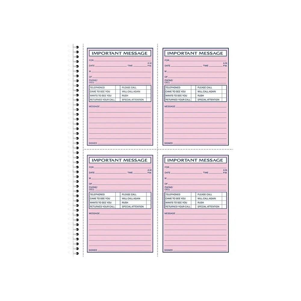 Notepads|Adams Phone Message Pad, 5.5" x 3.8", Ruled, Pink, 50 Sheets/Pad (SC1184D)