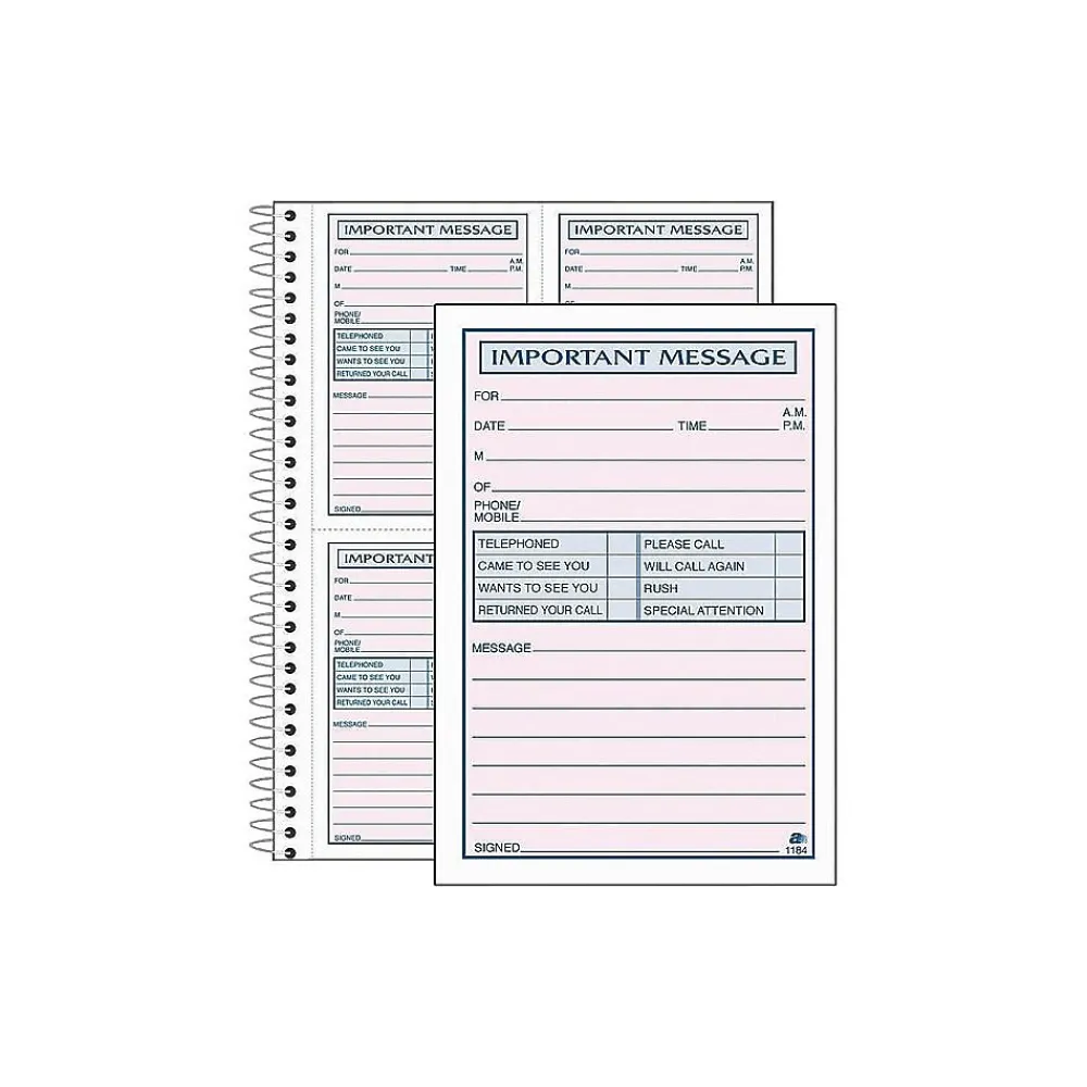 Notepads|Adams Phone Message Pad, 5.5" x 3.8", Ruled, Pink, 100 Sheets/Pad (SC1187D)