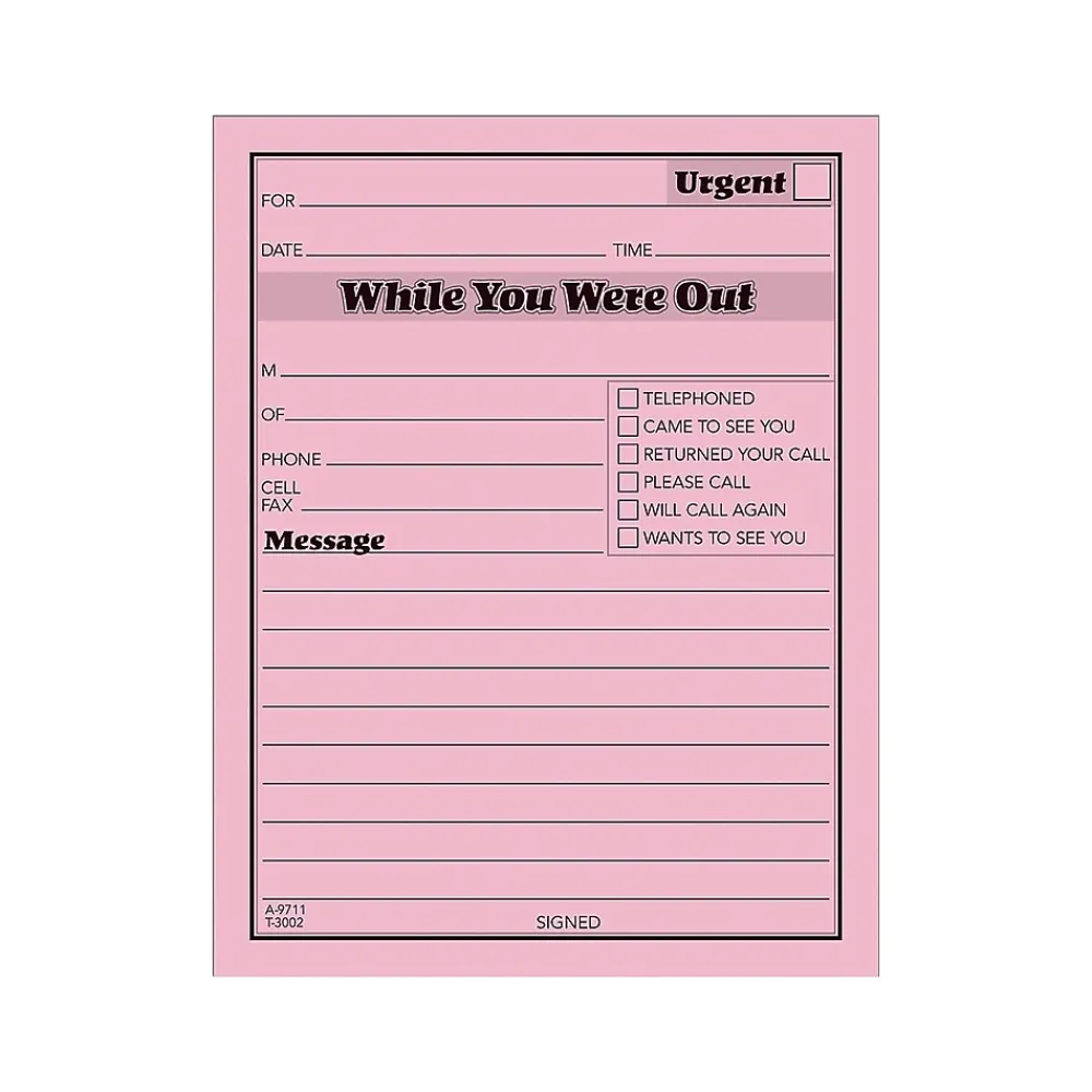 Notepads|Adams While You Were Out Message Pads, 4.25" x 5.5", Pink, 50 Sheets/Pad, 24 Pads/Pack (9711)