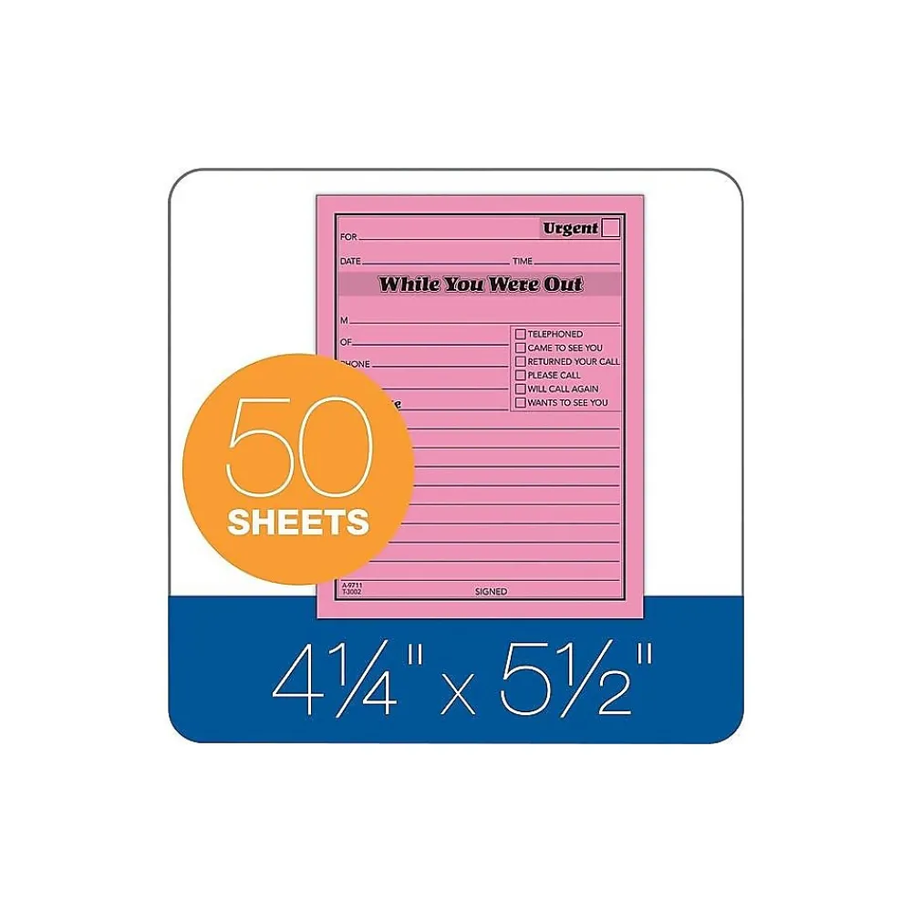 Notepads|Adams While You Were Out Memo Pads, 4.25" x 5.5", Assorted Colors, 50 Sheets/Pad, 6 Pads/Pack (9711NEON)