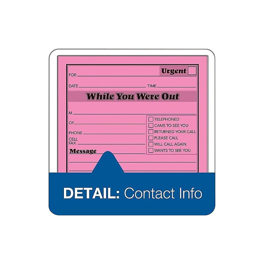 Notepads|Adams While You Were Out Memo Pads, 4.25" x 5.5", Assorted Colors, 50 Sheets/Pad, 6 Pads/Pack (9711NEON)