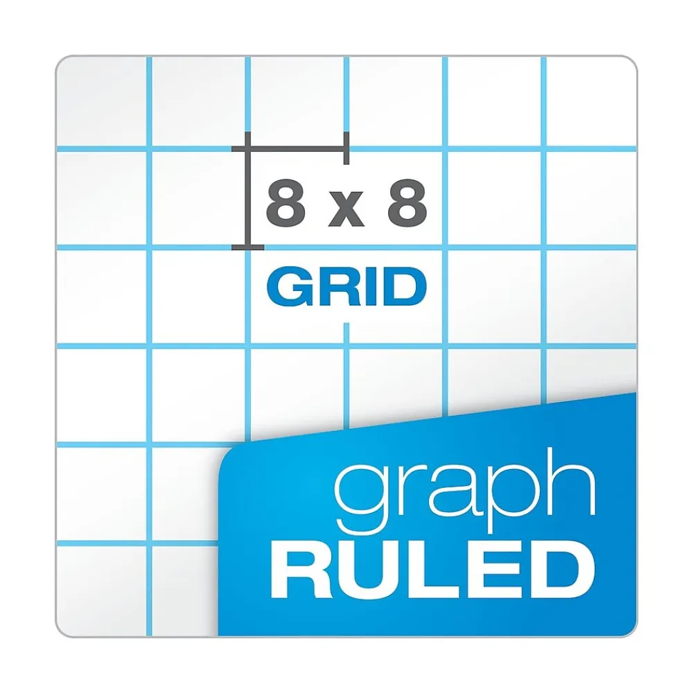 Notepads|Ampad Graph Writing Pad 8-1/2x11", Quad Ruling Graph Paper, 8 Squares/Inch, White, 50 Sheets/Pad