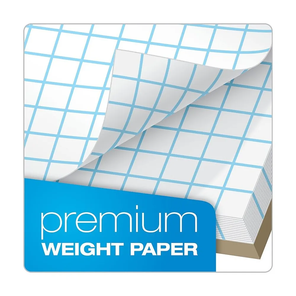 Notepads|Ampad Graph Writing Pad 8-1/2x11", Quad Ruling Graph Paper, 8 Squares/Inch, White, 50 Sheets/Pad