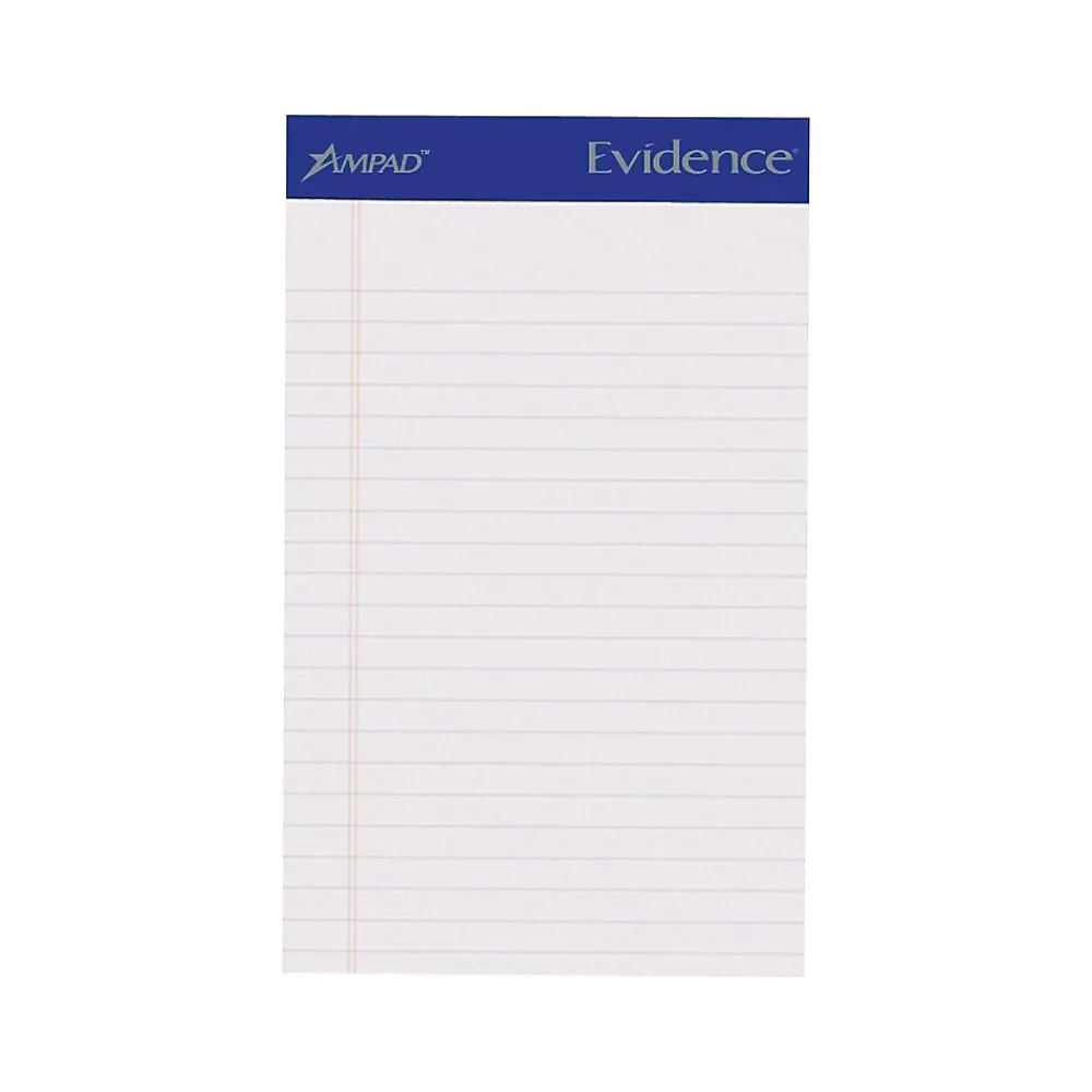Notepads|Ampad Notepads, 5" x 8", College, White, 50 Sheets/Pad, 12 Pads/Pack (TOP20-304)