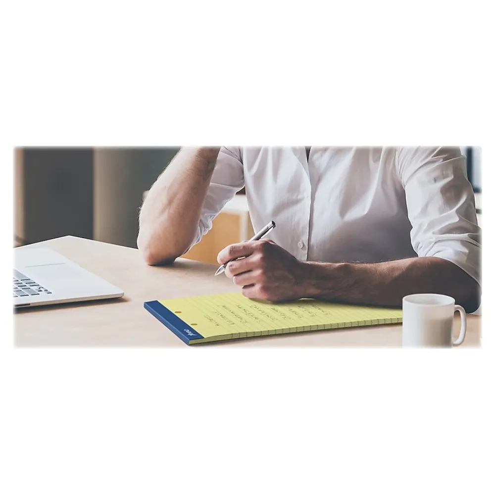 Notepads|Ampad Notepads, 8.5" x 11.75", Wide Ruled, Canary, 50 Sheets/Pad, 12 Pads/Pack (TOP 20-224)