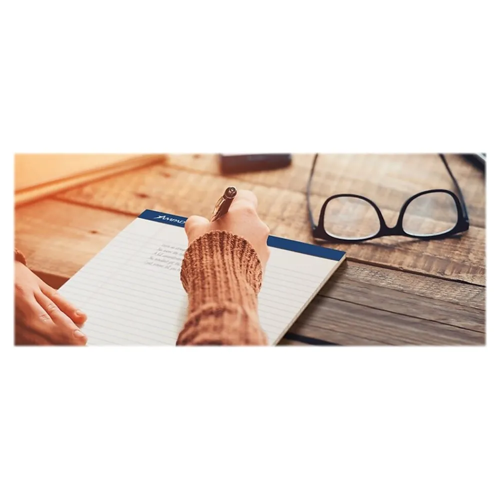 Notepads|Ampad Perforated Notepads, 8.5" x 11.75", Wide Ruled, White, 50 Sheets/Pad, 12 Pads/Pack (TOP 20-360)