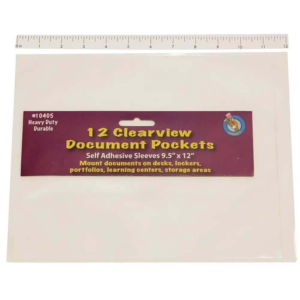 Sheet Protectors|Ashley Heavy Duty Self-Adhesive Sheet Protector, 9" x 12", Clear, 12 Per Pack, 3 Packs (ASH10405-3)
