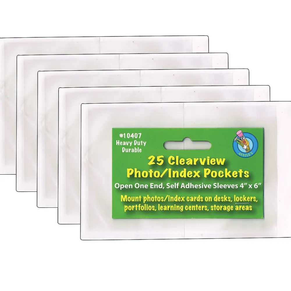 Sheet Protectors|Ashley Heavyweight Sheet Protector, 4" x 6", Clear, 25 Per Pack, 5 Packs (ASH10407-5)