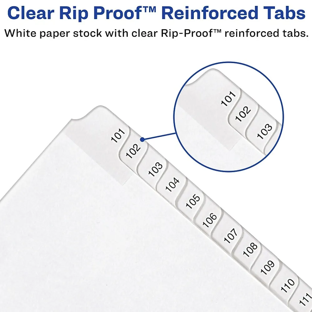 Dividers|Avery Allstate Pre-Printed 126-150 Paper Divider, White, Set (01706)