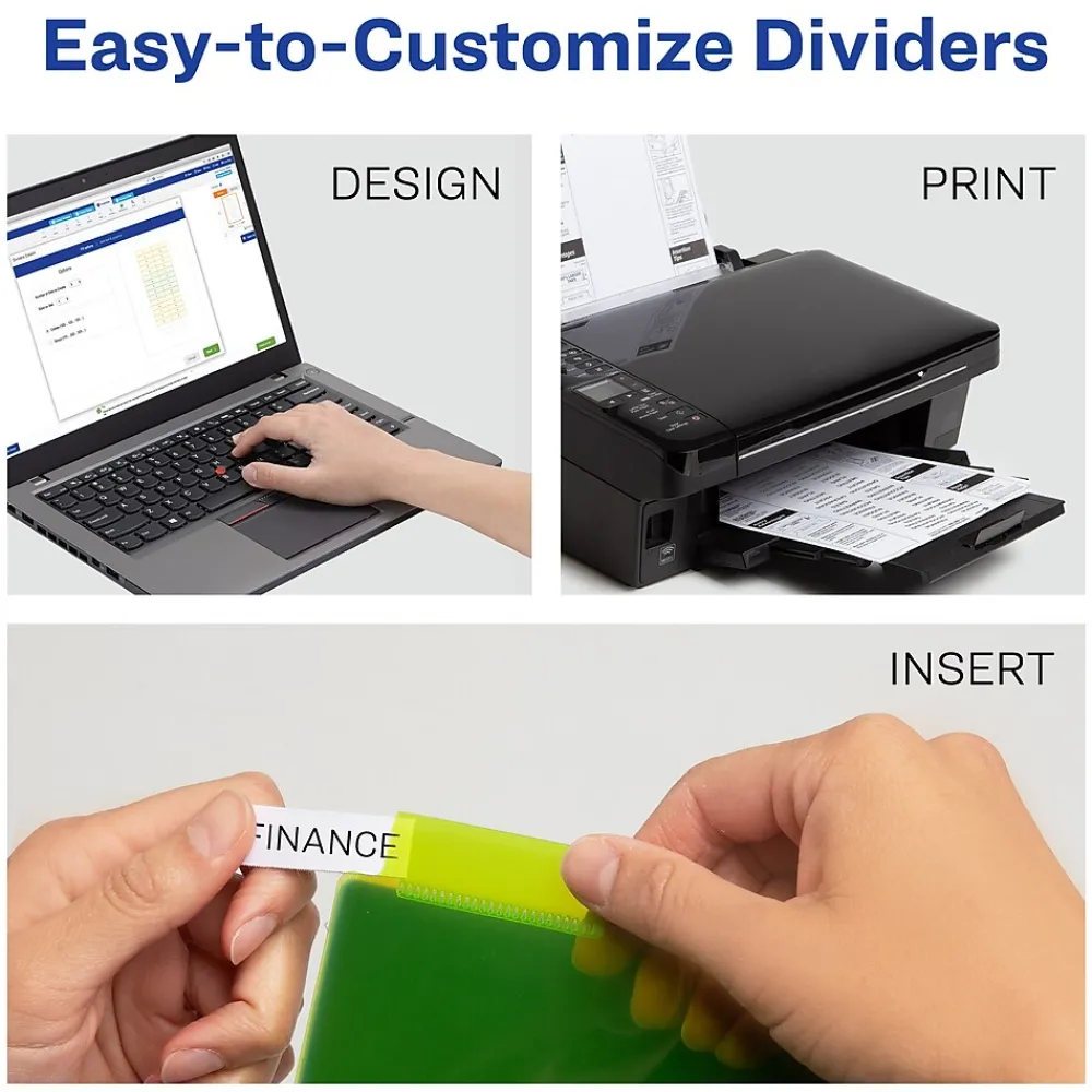 Dividers|Avery Big Tab Corner Lock Insertable Plastic Dividers with 3 Pockets, 5 Tabs, Multicolor (11273)
