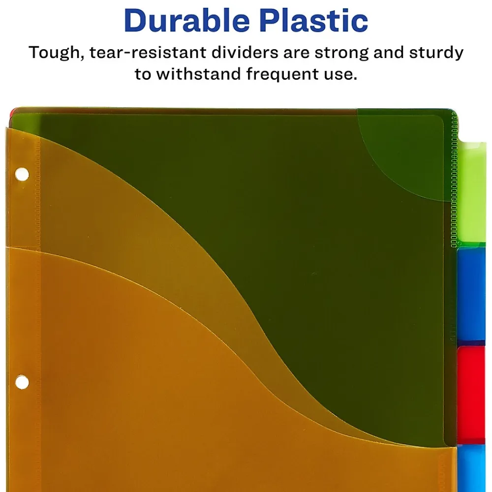 Dividers|Avery Big Tab Corner Lock Insertable Plastic Dividers with 3 Pockets, 5 Tabs, Multicolor (11273)