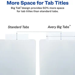 Dividers|Avery Big Tab Insertable Plastic Dividers with Pocket, 5 Tabs, Multicolor Pastel (07714)