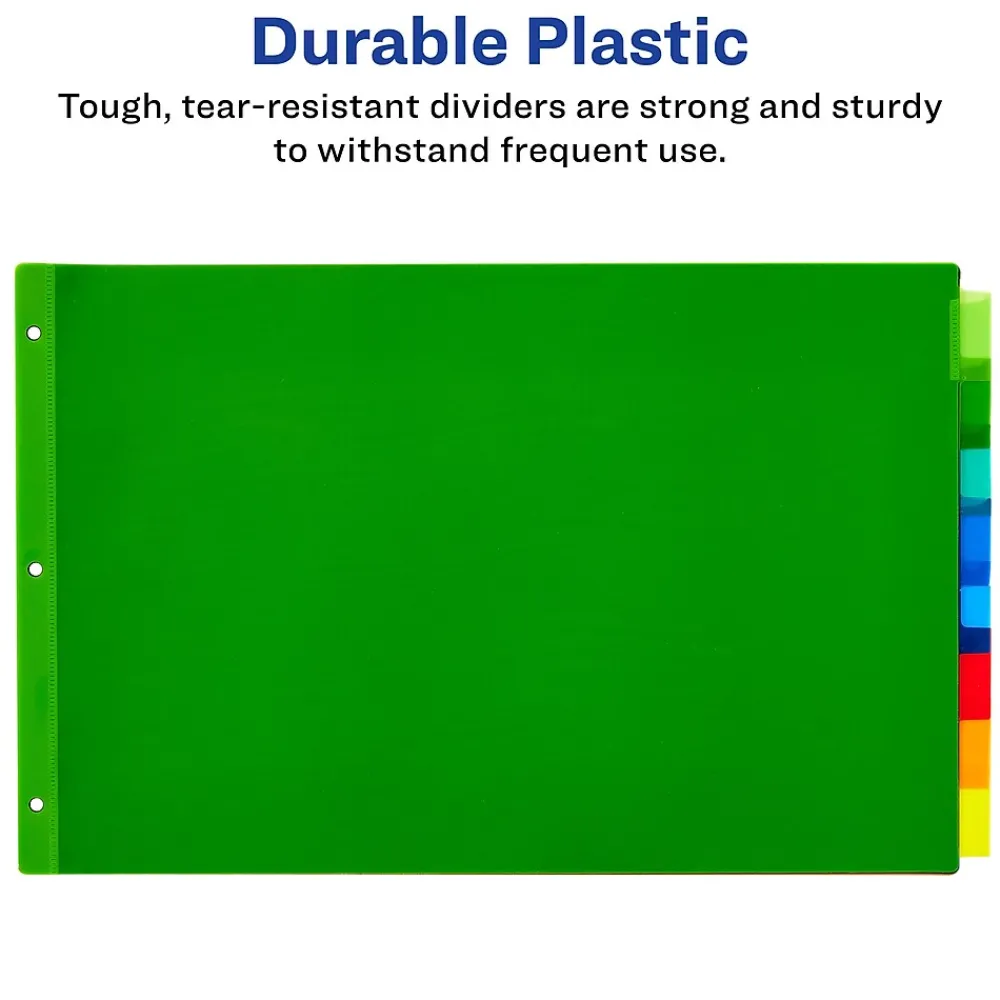 Dividers|Avery Big Tab Insertable Plastic Dividers for 11" x 17" Binders, 8 Tabs, Multicolor (11179)