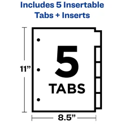 Dividers|Avery Big Tab Insertable Paper Dividers, Clear 5 Tab, White (11122)