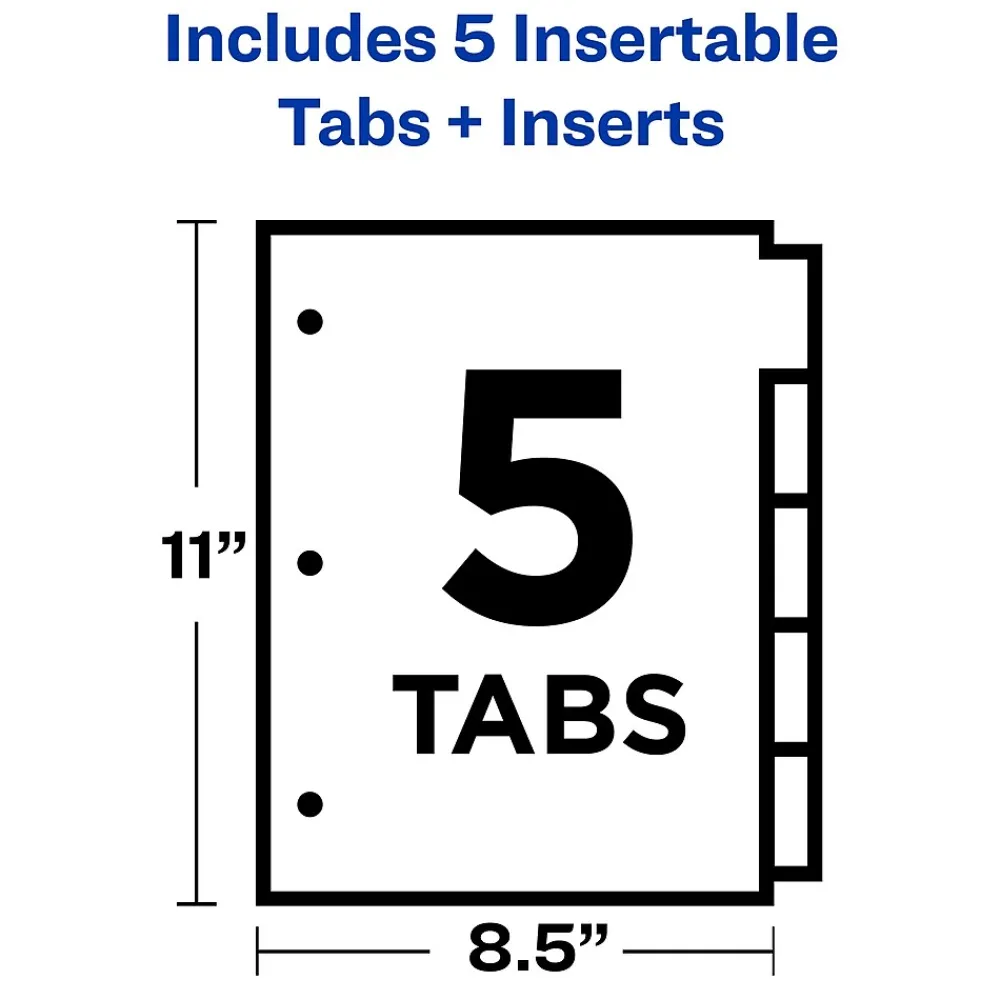 Dividers|Avery Big Tab Insertable Paper Dividers, Clear 5 Tab, White (11122)