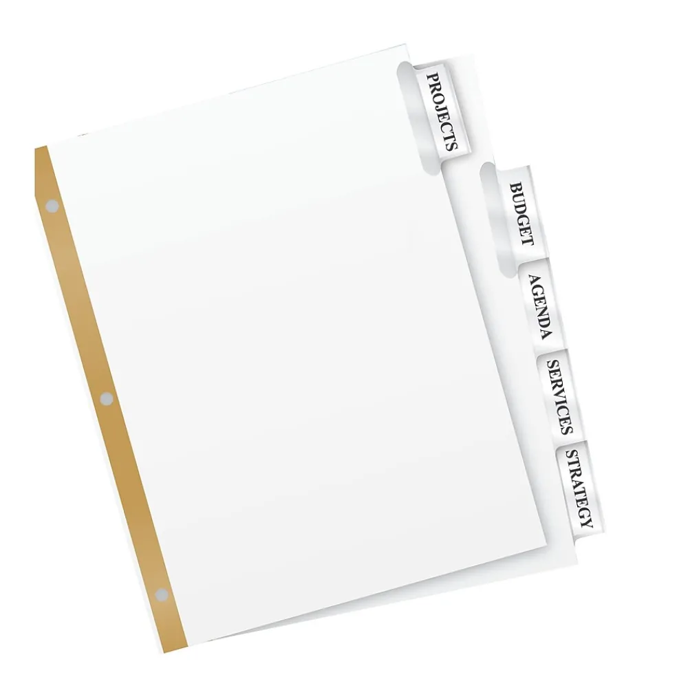 Dividers|Avery Big Tab Insertable Paper Dividers, Clear 5 Tab, White (11122)