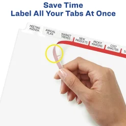 Dividers|Avery Big Tab Print & Apply Label Blank Dividers, 8-Tab, Clear, 5/Set (11493)