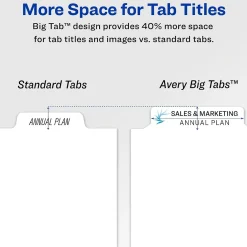 Dividers|Avery Big Tab Print & Apply Label Blank Dividers, 8-Tab, Clear, 5/Set (11493)