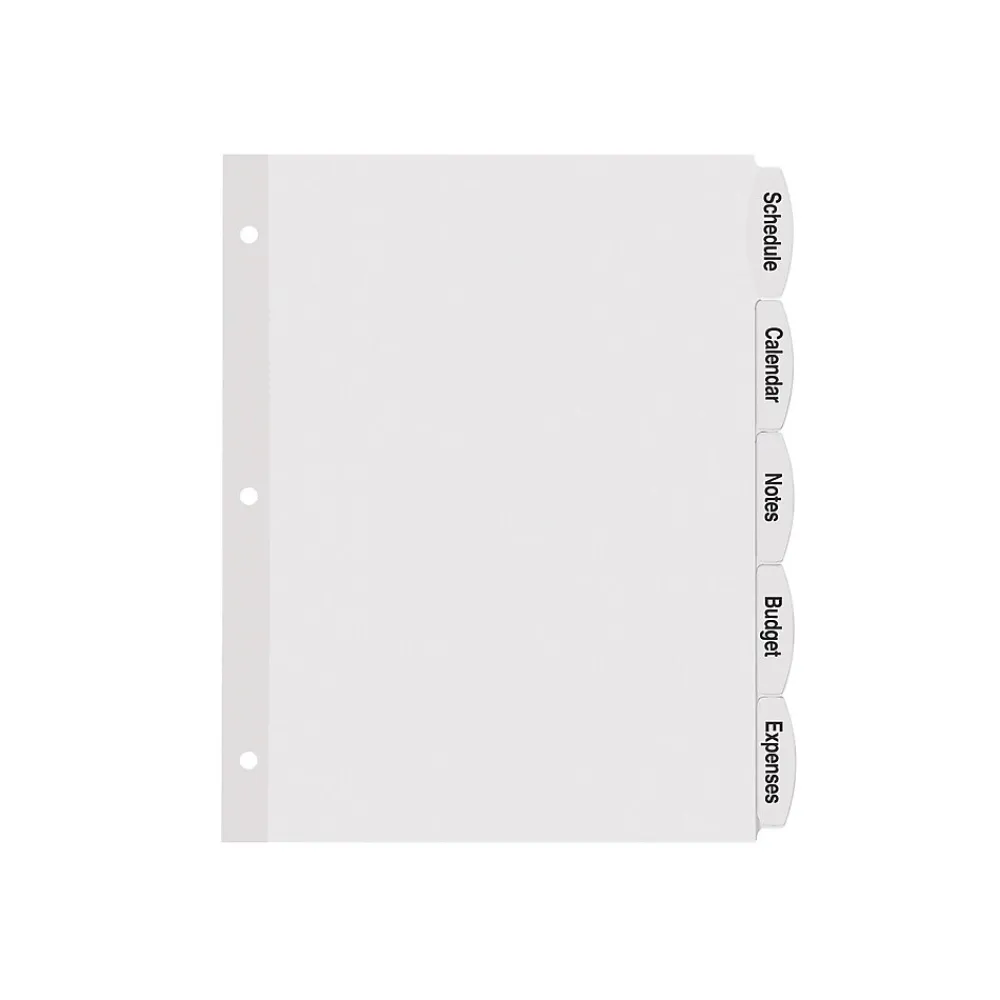 Dividers|Avery Big Tab Printable Paper Dividers with White Labels, 5 Tabs, 4 Sets/Pack (11432)