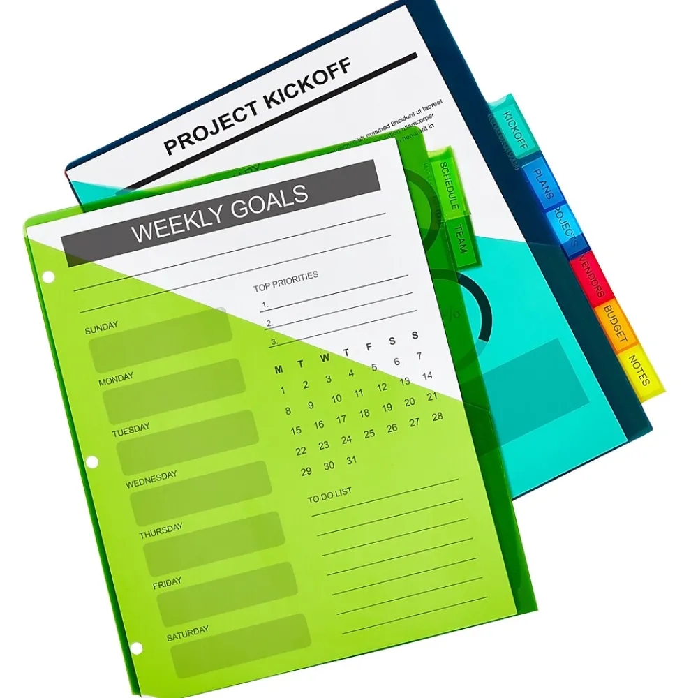 Dividers|Avery Big Tab Two-Pocket Insertable Plastic Divider, 8 Tabs, Multicolor, 1 Set (11907)