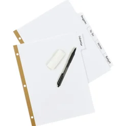 Dividers|Avery Big Tab Write & Erase Paper Divider, 5 Tabs, White/Gold Reinforced, 1 Set (23075)