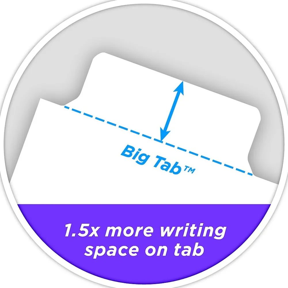 Dividers|Avery Big Tab Write & Erase Paper Divider, 5 Tabs, White/Gold Reinforced, 1 Set (23075)