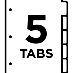 Dividers|Avery Big Tab Write & Erase Paper Divider, 5 Tabs, White/Gold Reinforced, 1 Set (23075)