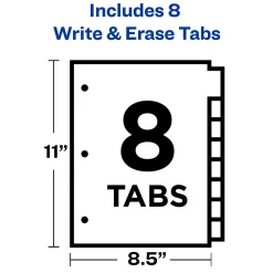 Dividers|Avery Big Tab Write & Erase Paper Divider, 8 Tabs, White/Gold Reinforced, 1 Set (23078)