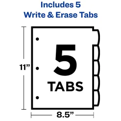 Dividers|Avery Big Tab Write & Erase Plastic Dividers, 5 Tabs, Multicolor (16170)