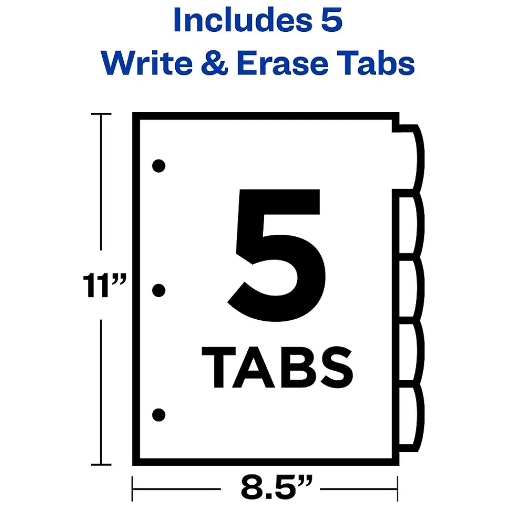 Dividers|Avery Big Tab Write & Erase Plastic Dividers, 5 Tabs, Multicolor (16170)
