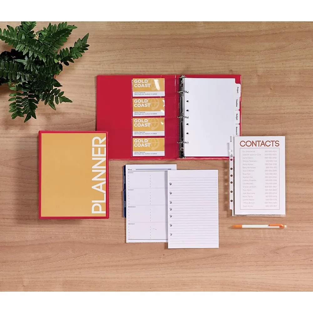 Sheet Protectors|Avery Business Card Sheet Protectors, 5.5" x 8.5", Clear, 5/Pack (76025)
