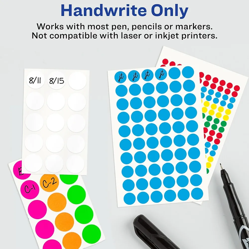 Labels|Avery Color-Coding Labels, 1/2 " Dia, Neon Green, Non-Printable, 840 Labels/Pack (5052)